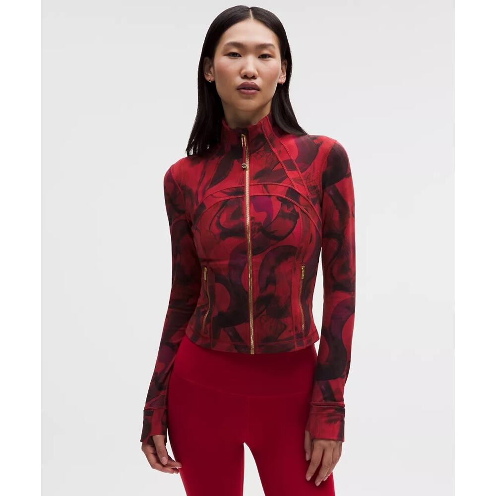 NWT Lululemon Define Cropped Jacket Nulu Lunar Plumes Red Multi Sports Size 4